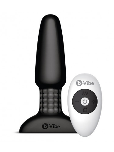 Чёрная вибровтулка с ротацией шариков RIMMING REMOTE CONTROL PLUG BLACK - 15,2 см.