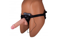 Страпон с 2 насадками и вибрацией UniStrap - 19 и 12 см.