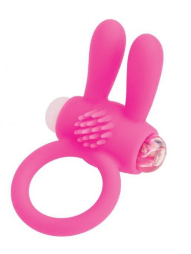 Розовое эрекционное виброкольцо A-toys с ушками