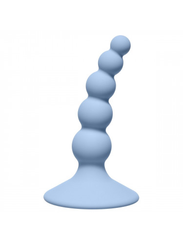 Голубая анальная пробка Ribbed Plug Blue - 10,5 см.