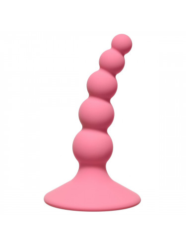 Розовая анальная пробка Ribbed Plug Pink - 10,5 см.