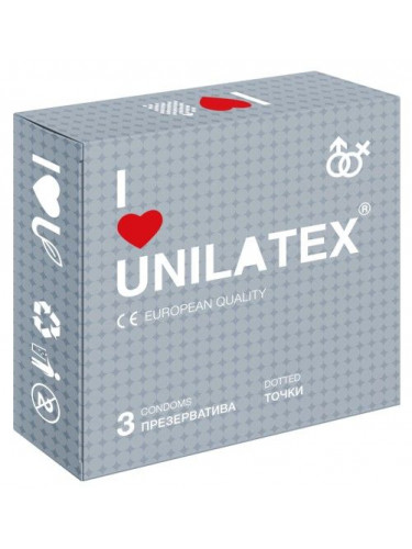 Презервативы с точками Unilatex Dotted - 3 шт.