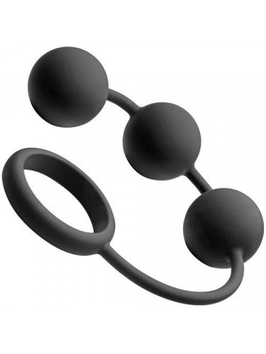 Анальные шарики Silicone Cock Ring with 3 Weighted Balls