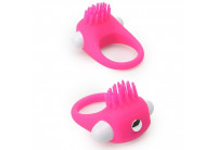 Розовое эрекционное кольцо с щеточкой LIT-UP SILICONE STIMU RING 5
