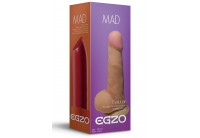 Телесный фаллоимитатор Mad Lipstick с мошонкой и подошвой-присоской - 17 см.
