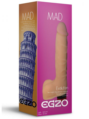 Телесный реалистичный мультискоростной вибратор Mad Tower - 22,5 см.
