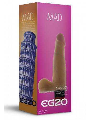 Телесный реалистичный мультискоростной вибратор Mad Tower - 18,5 см.
