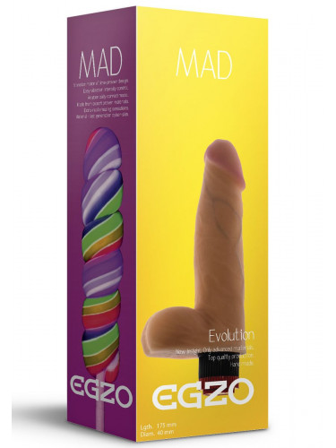Телесный реалистичный мультискоростной вибратор Mad Lollipop - 17,5 см.