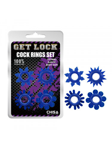 Набор из 4 синих колец Get Lock