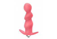 Розовая фигурная анальная вибропробка Spiral Anal Plug - 12 см.