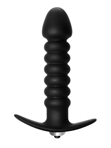 Чёрная анальная вибропробка Twisted Anal Plug - 13 см.