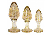Набор из 3 золотистых анальных пробок Acrylic Goldchip Butt Plug Set