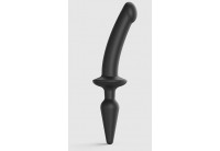 Черный двусторонний фаллоимитатор Strap-On-Me Dildo Plug-In Switch size S