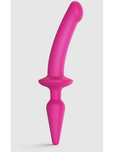 Розовый двусторонний фаллоимитатор Strap-On-Me Dildo Plug-In Switch size S