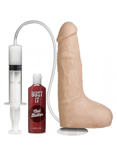 Телесный фаллоимитатор с имитацией семяизвержения Bust It Squirting Realistic Cock - 23,36 см.