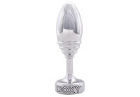 Серебристая анальная втулка Doxy Ribbed Butt Plug - 10,5 см.