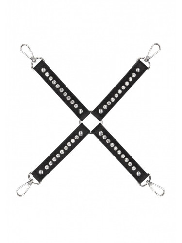 Черный крестообразный фиксатор Diamond Studded Hogtie