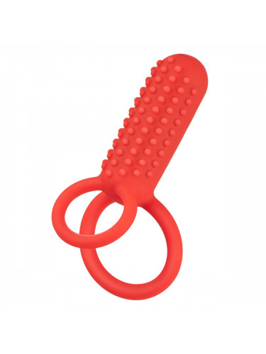 Красное эрекционное кольцо Silicone Rechargeable Vertical Dual Enhancer