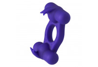 Фиолетовое эрекционное виброкольцо с двумя моторами Silicone Rechargeable Triple Orgasm Enhancer