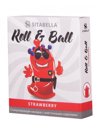 Стимулирующий презерватив-насадка Roll Ball Strawberry