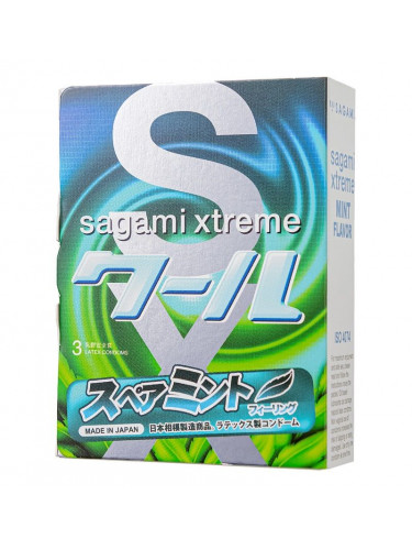 Презервативы Sagami Xtreme Mint с ароматом мяты - 3 шт.