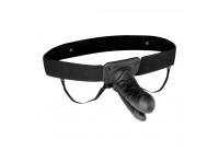 Полый страпон с двумя отростками и вибрацией Unisex Vibrating Hollow Strap-On Double Penetrating Dildo - 17,8 см.
