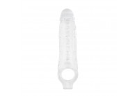 Прозрачная насадка на пенис с подхватом Mighty Sleeve With Ball Loop - 22 см.