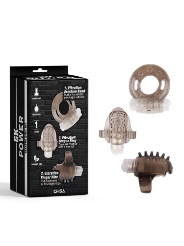Набор из 3 дымчатых эрекционных колец с вибрацией Teasers Ring Kit