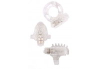 Набор из 3 прозрачных эрекционных колец с вибрацией Teasers Ring Kit