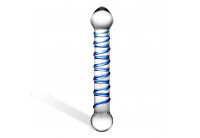 Прозрачный фаллос с голубой спиралью Spiral Dildo - 17 см.