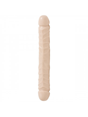 Двухголовый фаллос телесного цвета Jr. Veined Double Header 12 Bender - 29,5 см.