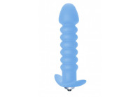 Голубая анальная вибропробка Twisted Anal Plug - 13 см.