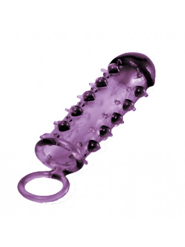 Закрытая фиолетовая насадка с пупырышками SAMURAI PENIS SLEEVE PURPLE - 14,5 см.