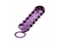 Закрытая фиолетовая насадка с пупырышками SAMURAI PENIS SLEEVE PURPLE - 14,5 см.