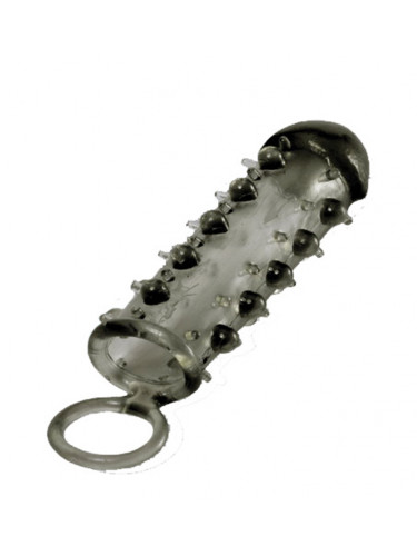 Дымчатая стимулирующая насадка с закрытой головкой SAMURAI PENIS SLEEVE BLACK - 14,5 см.