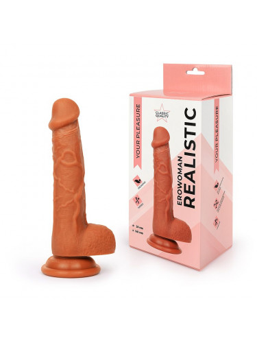 Реалистичный коричневый фаллоимитатор Erowoman - 18,5 см.
