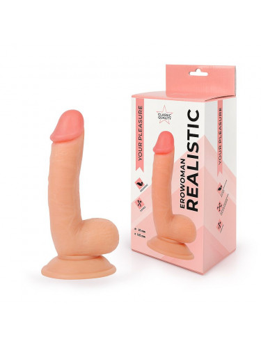 Телесный реалистичный фаллоимитатор Erowoman - 18 см.