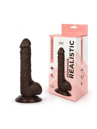 Реалистичный фаллоимитатор Erowoman коричневого цвета - 19,5 см.