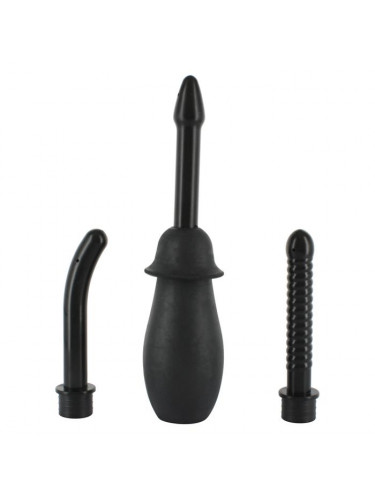 Чёрный анальный душ с насадками KIT BLACK