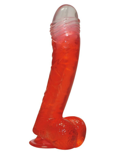 Красный фаллоимитатор на присоске LAZY BUTTCOCK - 17 см.