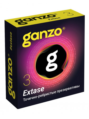 Презервативы анатомической формы с точечной и ребристой структурой Ganzo Extase - 3 шт.