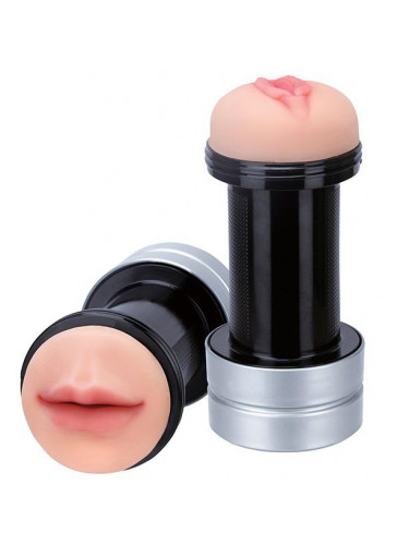 Двусторонний мастурбатор REALSTUFF 2 IN 1 HUMMER MOUTH VAGINA - ротик и вагина