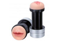 Двусторонний мастурбатор REALSTUFF 2 IN 1 HUMMER MOUTH VAGINA - ротик и вагина