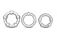 Набор из 3 прозрачных эрекционных колец Stay Hard Beaded Cockrings