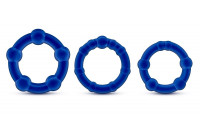 Набор из 3 синих эрекционных колец Stay Hard Beaded Cockrings