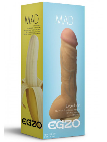 Большой реалистичный фаллоимитатор Mad Banana с мошонкой - 23,5 см.
