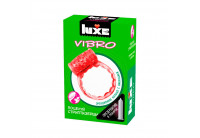 Розовое эрекционное виброкольцо Luxe VIBRO «Поцелуй стриптизёрши» + презерватив