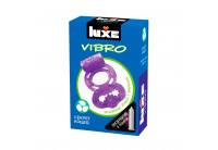 Фиолетовое эрекционное виброкольцо Luxe VIBRO «Секрет Кощея» + презерватив