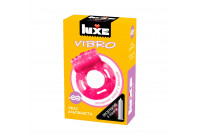 Розовое эрекционное виброкольцо Luxe VIBRO «Ужас альпиниста» + презерватив