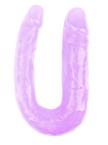 Фиолетовый двусторонний фаллоимитатор Hi-Rubber - 34 см.